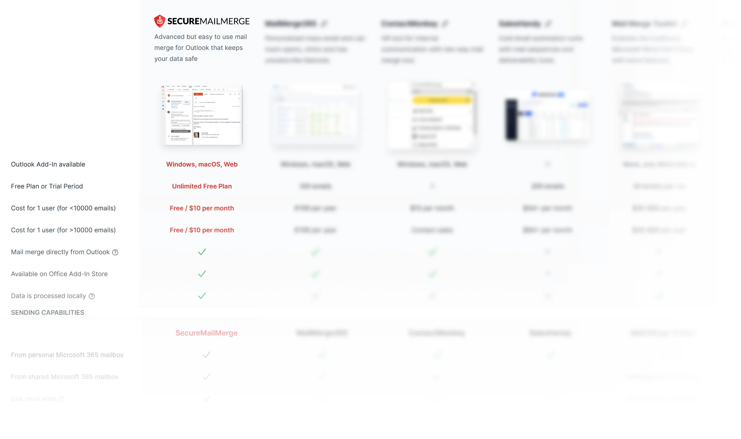 Comparar SecureMailMerge con otros complementos de combinación de correspondencia.