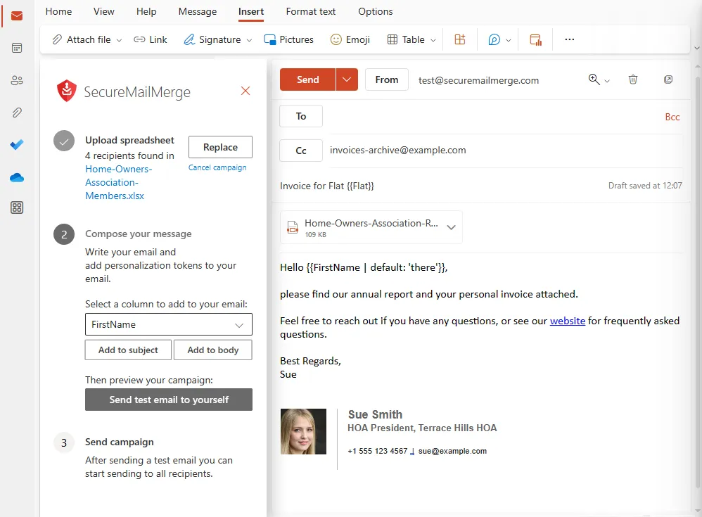 Enviar combinación de correspondencia con archivos adjuntos desde Outlook