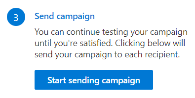 Captura de pantalla del botón para comenzar a enviar la campaña