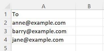 Una simple hoja de cálculo Excel con una columna Para