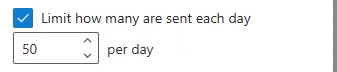 The daily message limit, ticked and set to 50 per day